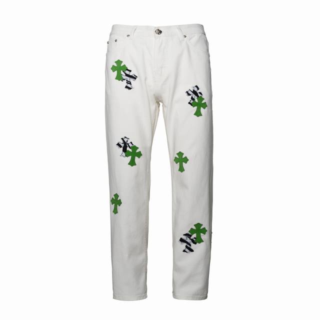 Chrome Hearts24Ss British limited edition white and apple green patchwork zebra