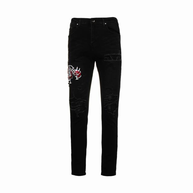 Amiri Japanese washed distressed ripped high street slim fit towel embroidered j