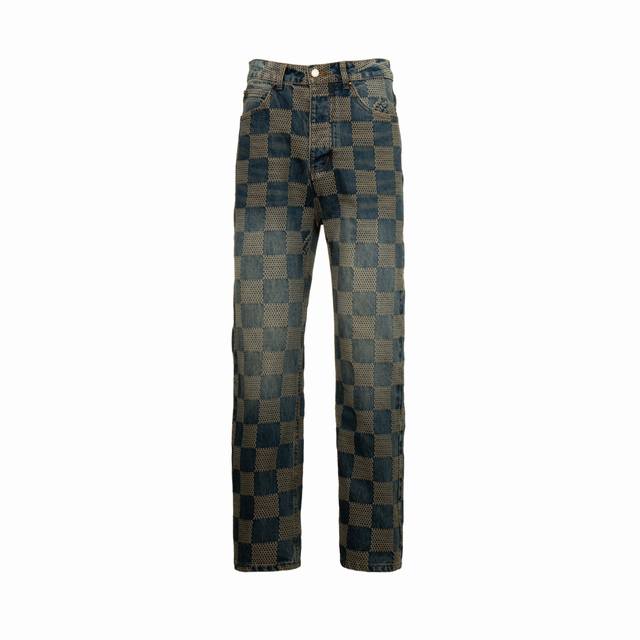 Evergreen Lv 24Fw Checkerboard Retro Denim Pants This classic denim jacket featu