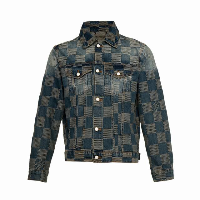 Evergreen Lv24Fw Checkerboard Retro Denim Jacket This classic denim jacket featu