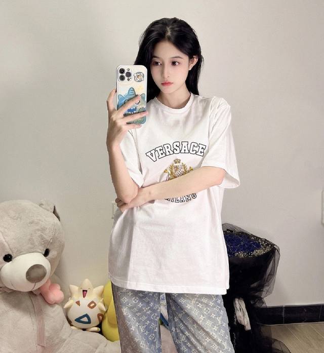 Versace Versace crown letter print short sleeve top picture DDD