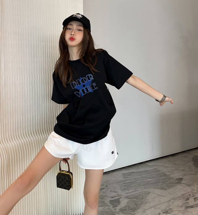 Dior five-pointed star print short-sleeved T-shirt upper body picture DDD