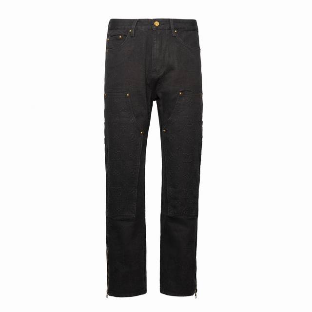 Evergreen original version Lv Louis Vuitton classic steel stamped Logo jeans Or