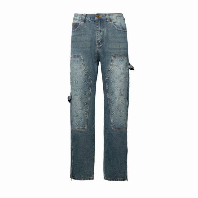 Evergreen original version Lv Louis Vuitton classic steel stamped Logo jeans Or