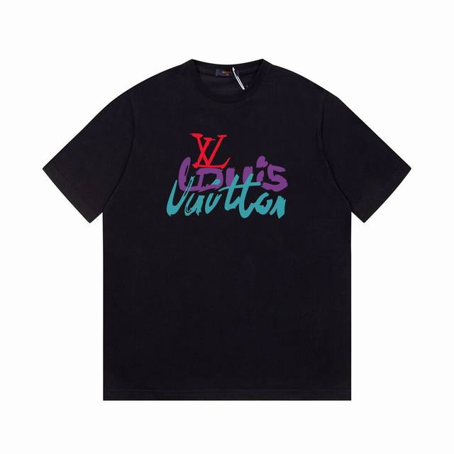 Lv new colorful letter short-sleeved T-shirt, simple design looks very generous!