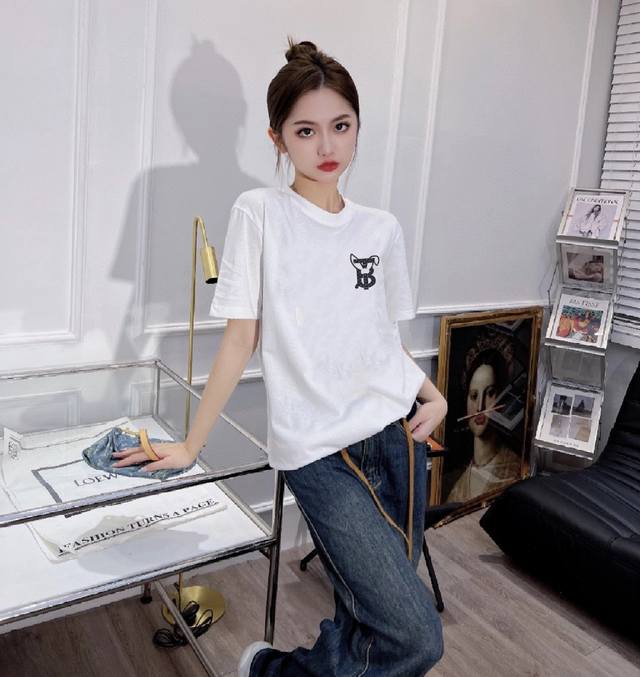 Burberry Burberry bunny small logo letter print short sleeve top picture DDD