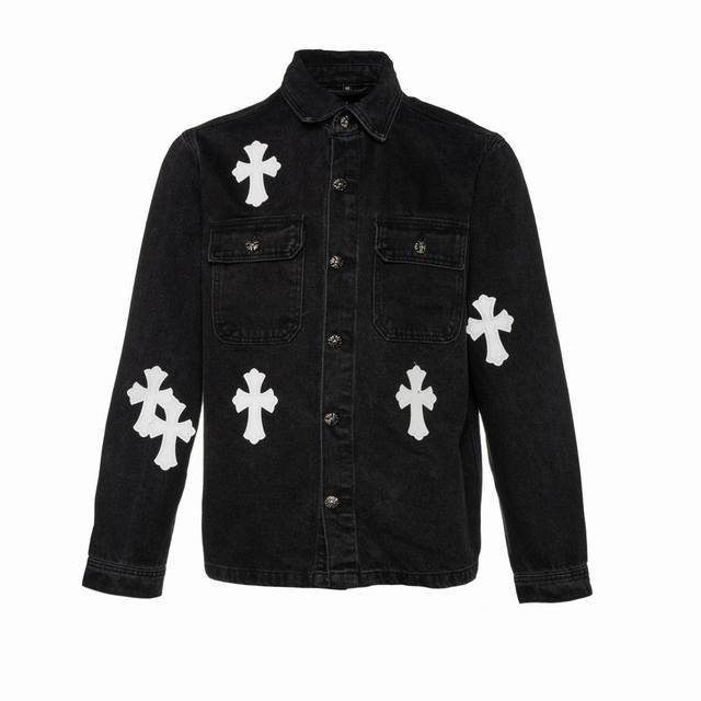 Chromehearts Chromehearts classic embroidered leather label, distressed washed t