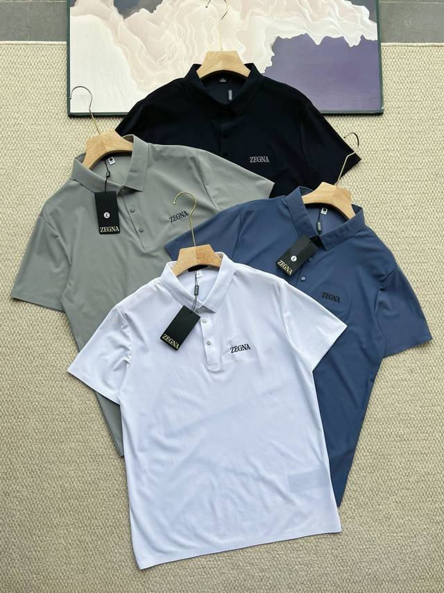 Zegna 2025 Summer Men's New Ice Silk Quick-Drying Seamless Laminating Short-Slee
