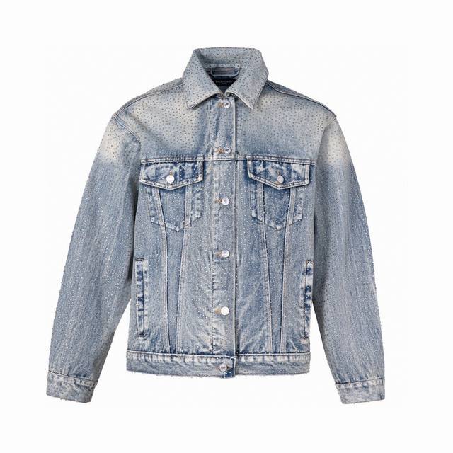 First release high version Balenciaga 23Fw full diamond washed denim jacket Japa