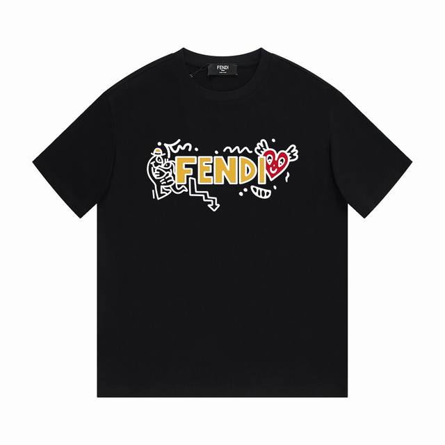 Fendi Fendi Tanabata limited series graffiti short-sleeved T-shirt, elegant desi