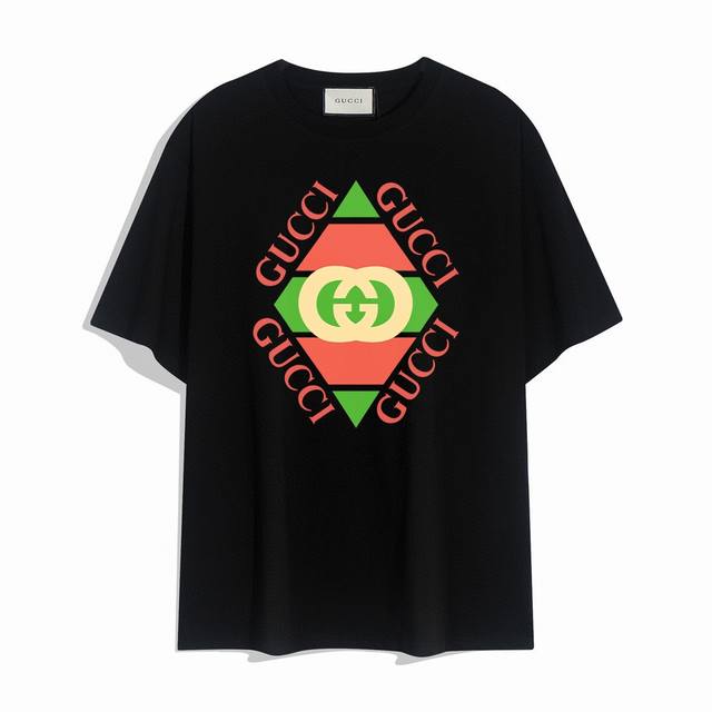 Gucci new diamond letter short-sleeved T-shirt, simple design looks very generou