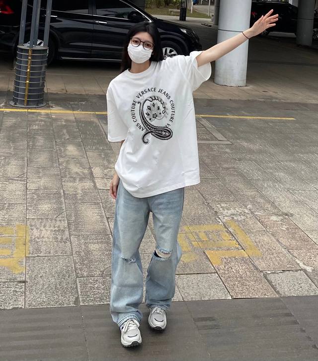Versace Versace letter print short sleeve top picture DDD