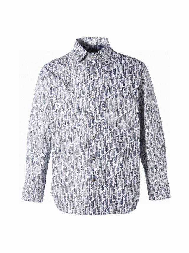 Cd 22Fw Long-sleeved denim shirt with jacquard and full-length monogram logo Ori