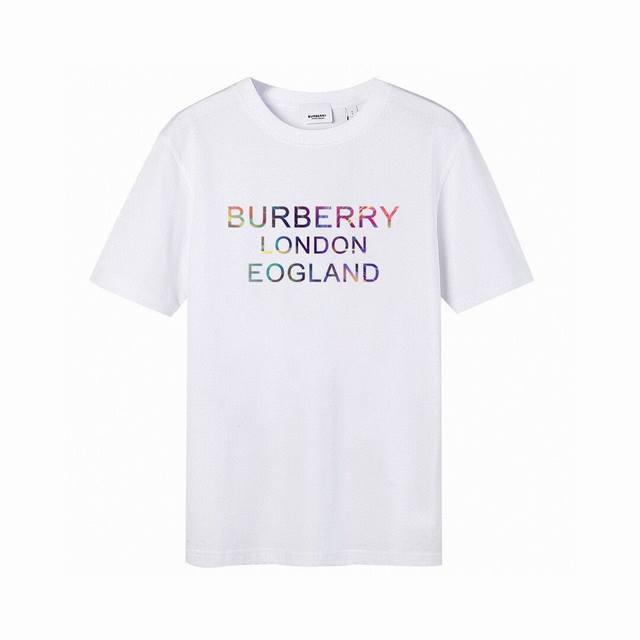 Burberry Burberry colorful letter print short sleeves. High version, trendy high