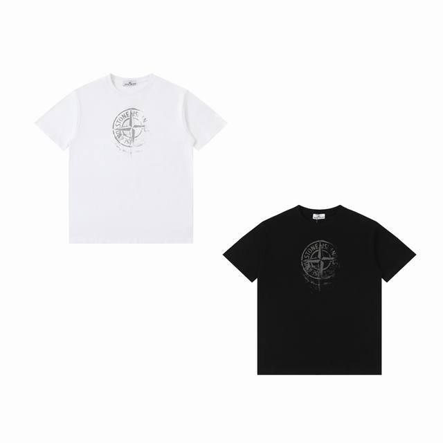 Stone Island new summer style short-sleeved T-shirt with a big graffiti logo on