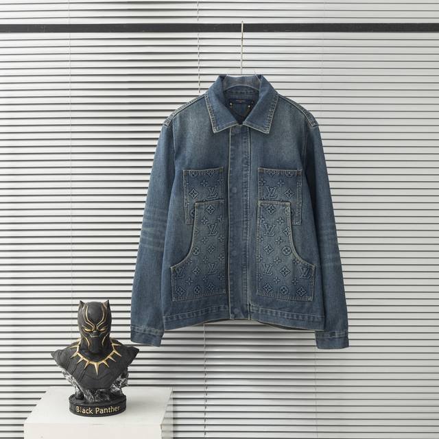 Correct version top replica Louis Vuitton 23Ss new embossed denim jacket 1:1 hig