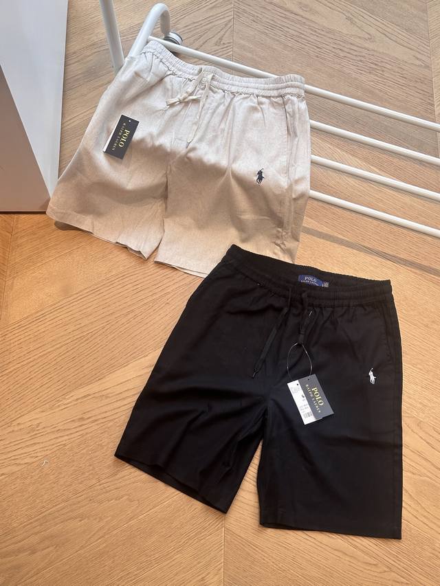 for Ralphlauren 25Ss embroidered small label linen shorts for men and women, un