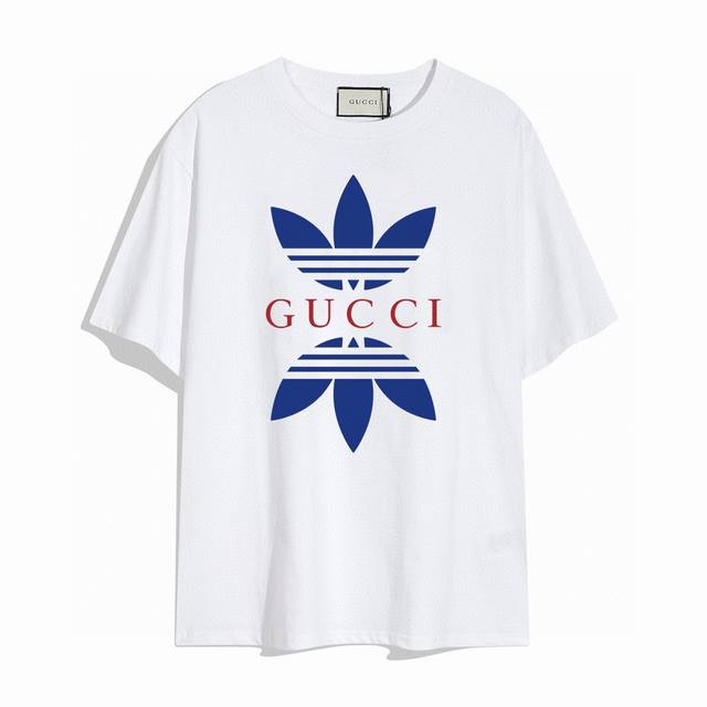 Gucci Adidas co-branded short-sleeved T-shirt, simple design looks very generous