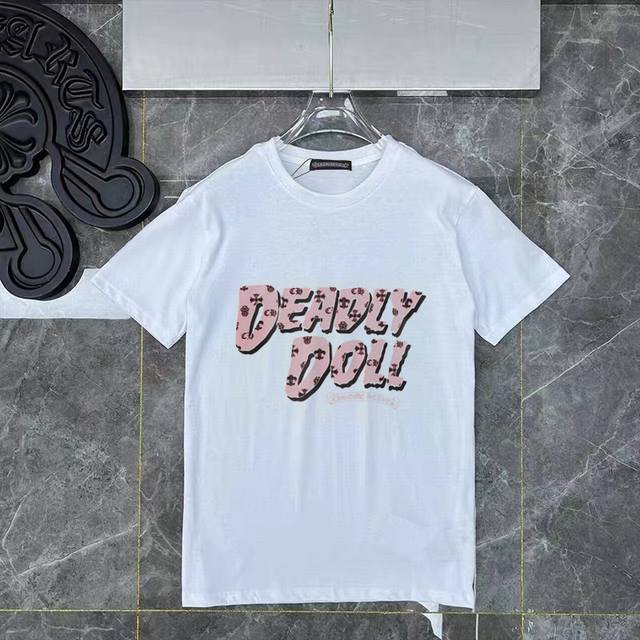 D22 Chrome Hearts short-sleeved new Miami Hottie pink cross Ch print T-shirt use