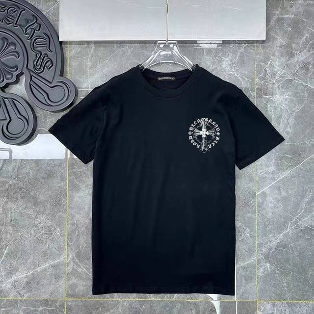 D42 Chrome Hearts black and white new short-sleeved T-shirt uses customized fabr