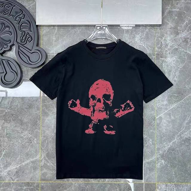 D48 Chrome Hearts new skull print short-sleeved T-shirt uses custom fabrics, 1:1