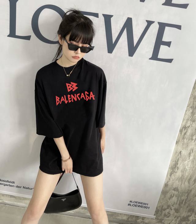 Balenciaga Balenciaga red letter print short-sleeved top DDD