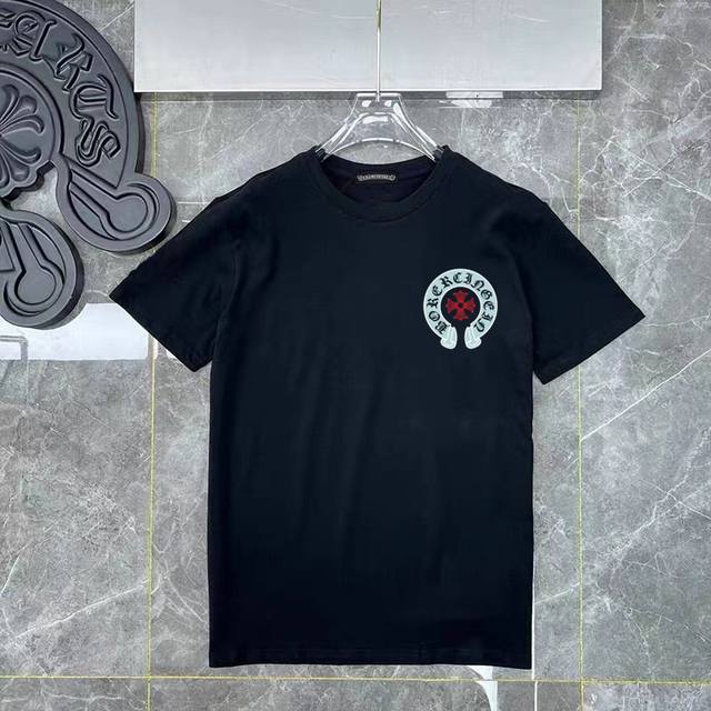 D39 Chrome Hearts black and white new short-sleeved T-shirt uses customized fabr