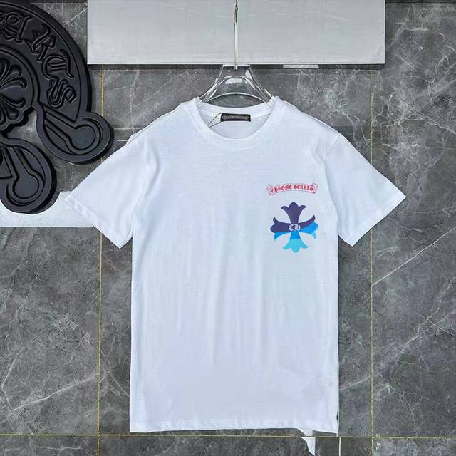 D09 Ch blue dart pattern cross gothic gradient short men and women loose 250g do