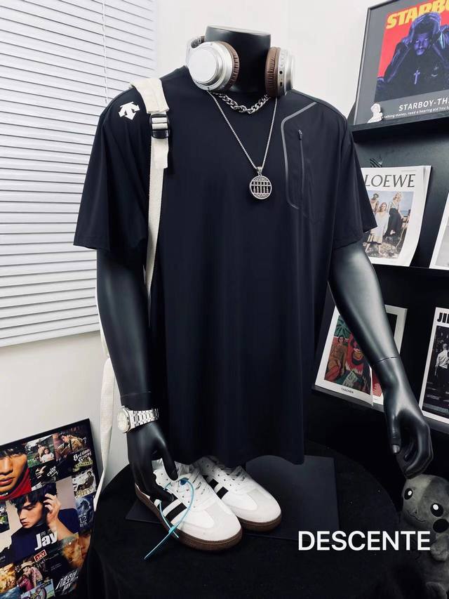 Descente high version 3D offset printing extreme ice silk casual short-sleeved T
