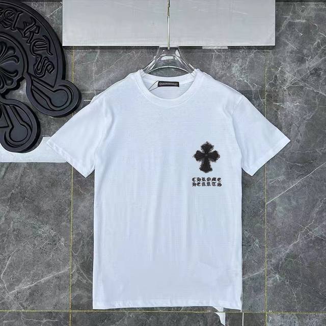 D24 Chrome Heart Cross Sanskrit Printed Men's and Women's Casual Loose Round Nec