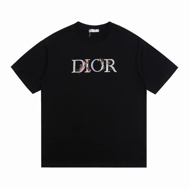 New local Dior new style short sleeve with gradient floral letters embroidered o