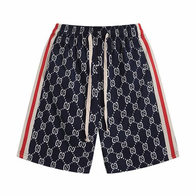 New arrival High version Gucci Ss new dark blue jacquard couple casual shorts H