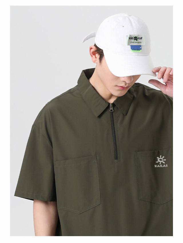 for Kailashi 25Ss high quality new three-color workwear ice silk lapel short sl
