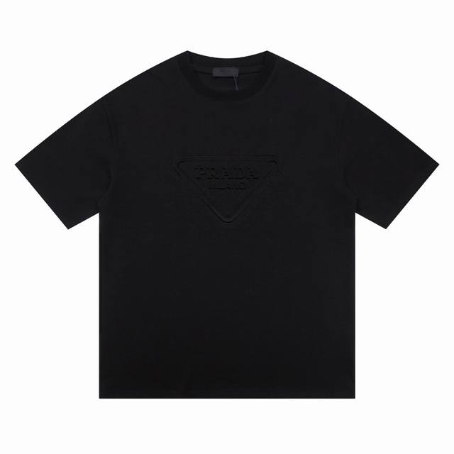 New arrival High version Prada~Prada 24Ss new classic embossed craft round neck