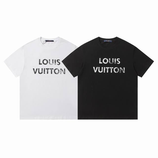 New Louis Vuitton Lv Louis Vuitton marble lettering short-sleeved T-shirt 240g d