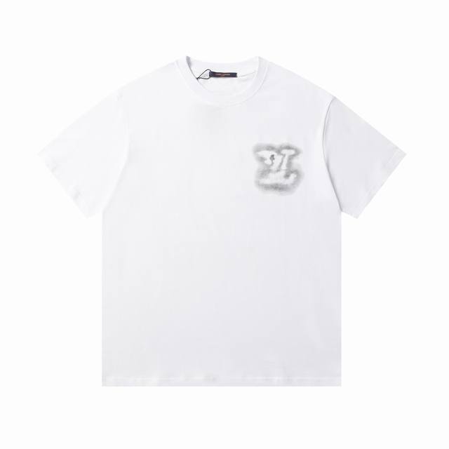 New High version Louis Vuitton grey printed round neck couple short-sleeved T-sh