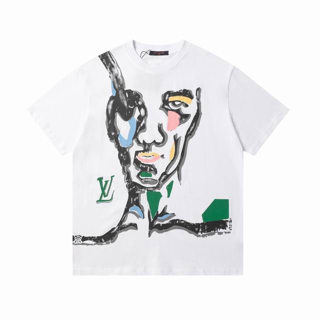 New arrival High version Louis Vuitton face logo printed short-sleeved T-shirt