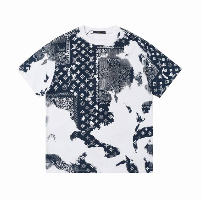 high version Louis Vuitton old flower cashew flower tie-dyed short sleeves Made
