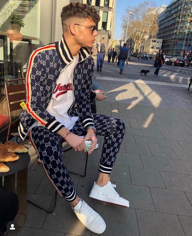 Gucci Fw new dark blue jacquard couple casual jacket long sleeves The highest ve