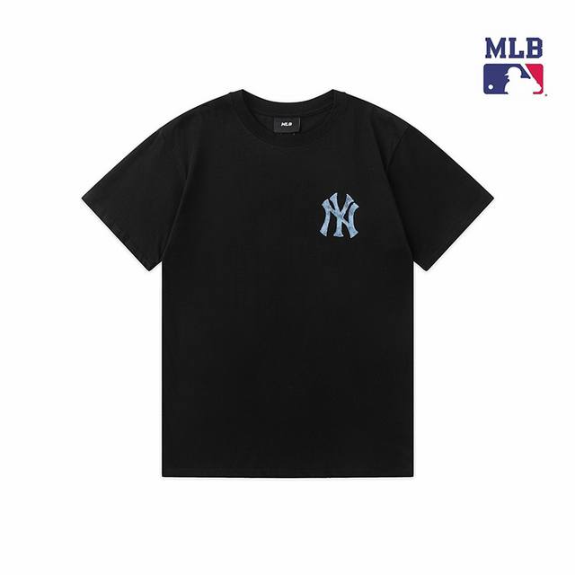 New High version Mlb official denim pattern large logo sports casual short-slee