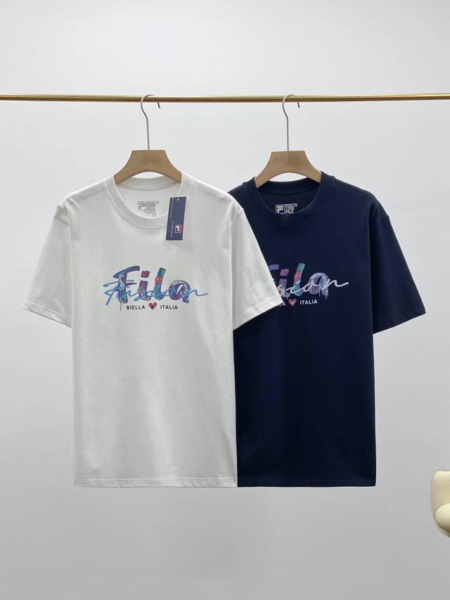Fila Fusion Fila Fusion men's and women's couple knitted short-sleeved T-shirts