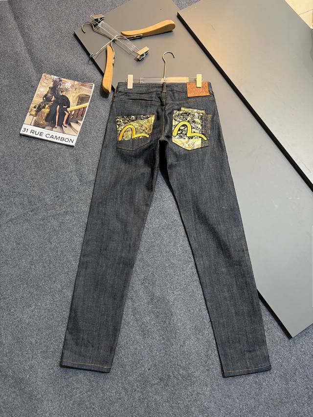 Evisu Seagull embroidery and brocade patchwork skinny jeans for men Size: 29-30-