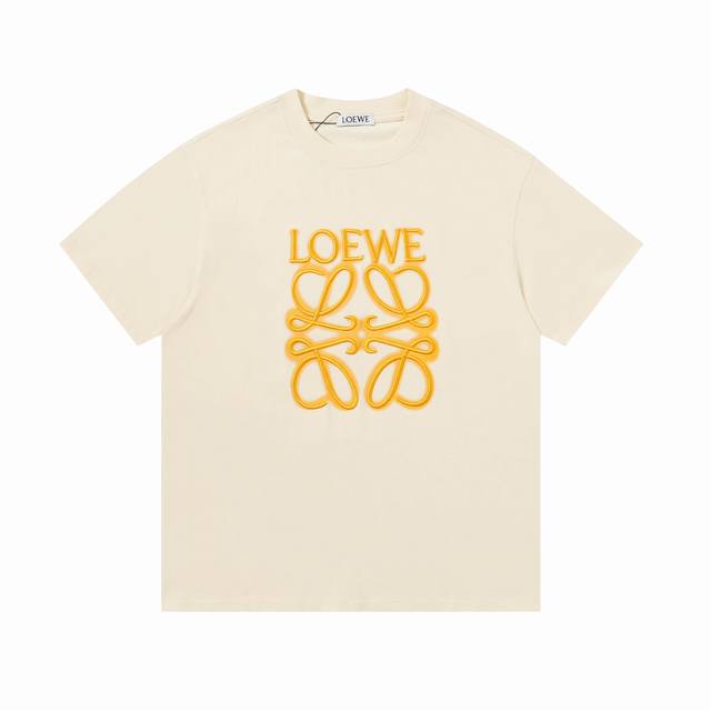 New High version Loewe colorful logo embroidered short sleeves 240g double yarn