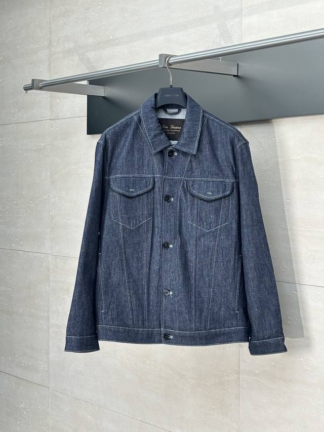 Loro Pian* Loro LP solid color denim jacket This denim is made of imported cotto