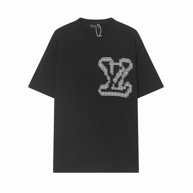 New arrival Lv Louis Vuitton classic large logo letter knitted round neck short