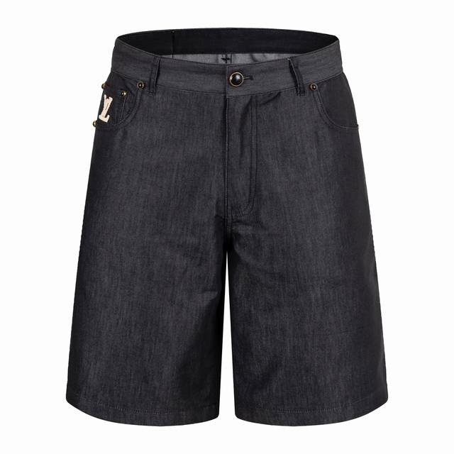 Exclusive supply 1V Raffia embroidered denim shorts Fabric is made of custom co