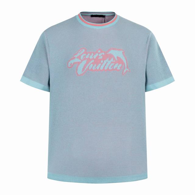Exclusive supply 1V Dolphin jacquard wool short sleeves This short-sleeved crew