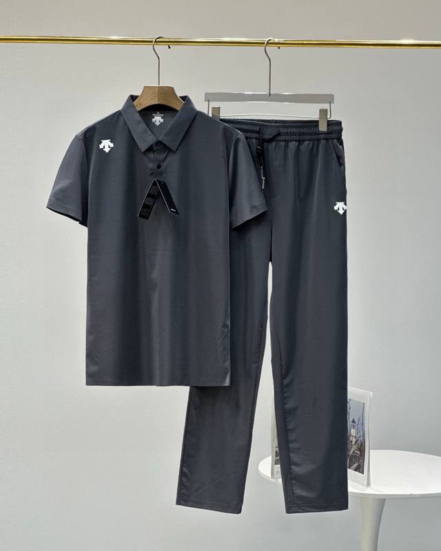 Local high-quality goods suit Descente Lapel Polo Shirt + Ice Silk High Elastic