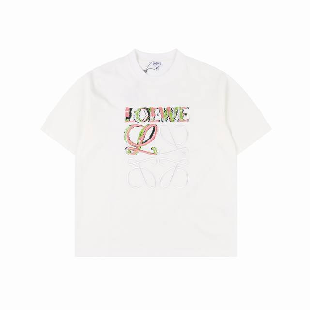 Loewe 25Ss colorful embroidered short-sleeved T-shirt The fabric is made of cust