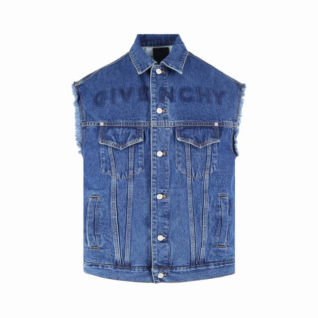 Exclusive supply Gvc Givenchy printed distressed denim vest Denim vest is stiff